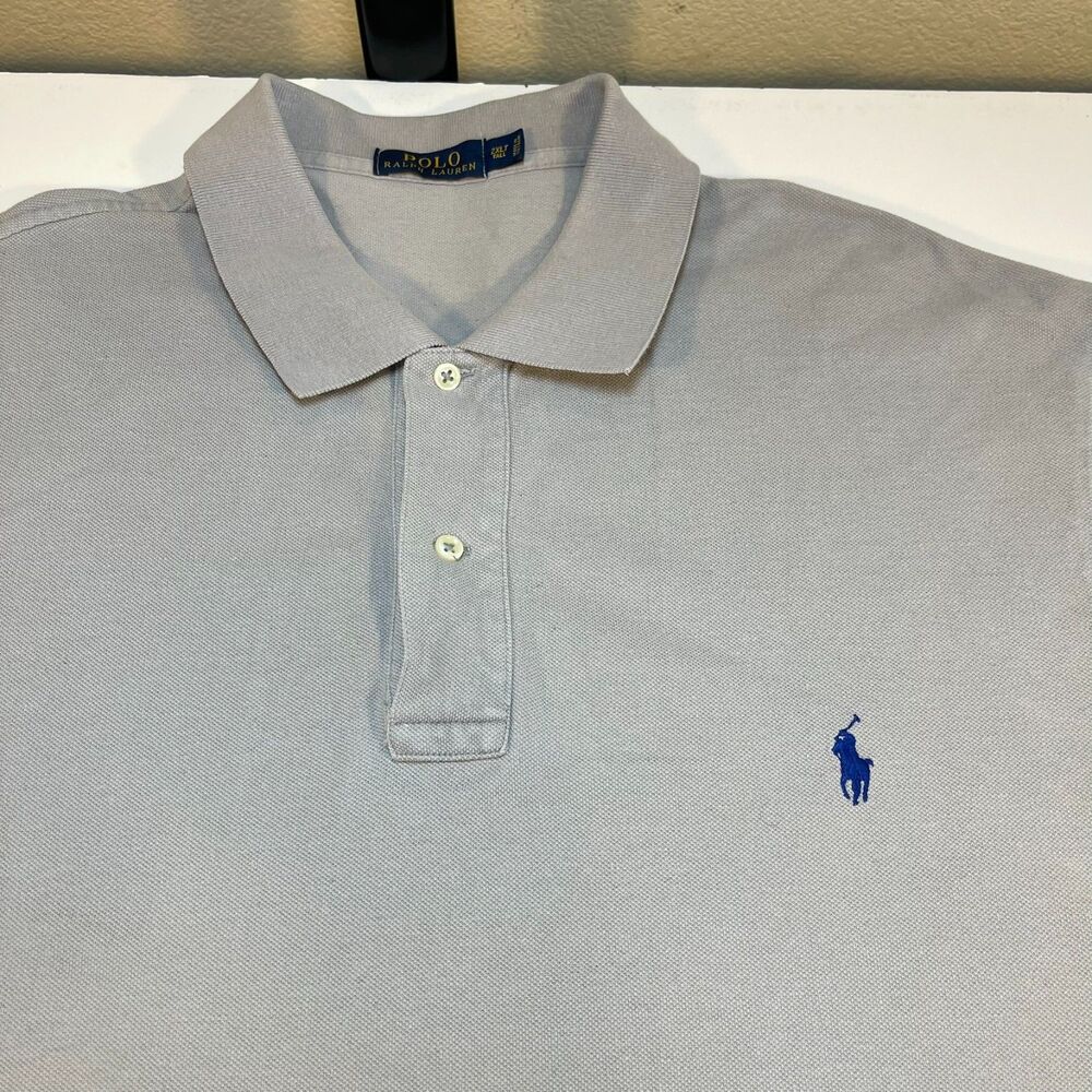 Polo Ralph Lauren Classic Knit Polo Shirt Mens 2XLT Gray w/ Blue Pony